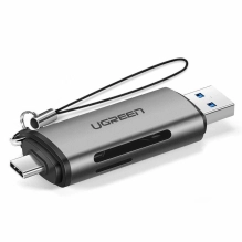 UGREEN SD / Micro SD Kartenleser Kartenlesegerät OTG USB 3.0 / USB Typ C 3.0 Aluminum grau (50706)