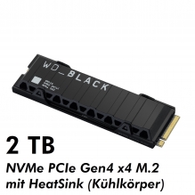 WD Black SN850 SSD 2TB NVMe Fast PCIe Gen4 x4 M.2 mit Kühlkörper (WDS200T1XHE)