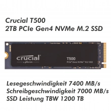 Crucial T500 2TB PCIe Gen4 NVMe M.2 SSD CT2000T500SSD8