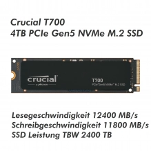 Crucial T700 4TB PCIe Gen5 NVMe M.2 SSD CT4000T700SSD3