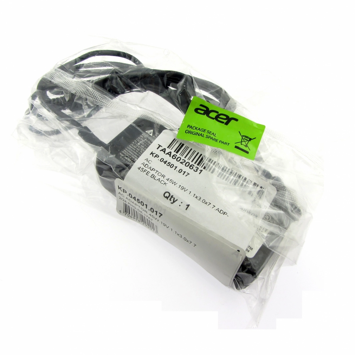 Original Netzteil, AC Adapter black 19V, 2,37A, 45W Netzkabel ADP-45HE-B, ADP45HEB Steckergröße 7,5mm Länge, 3mm Außendurchmesser, 1mm Innendurchmesser