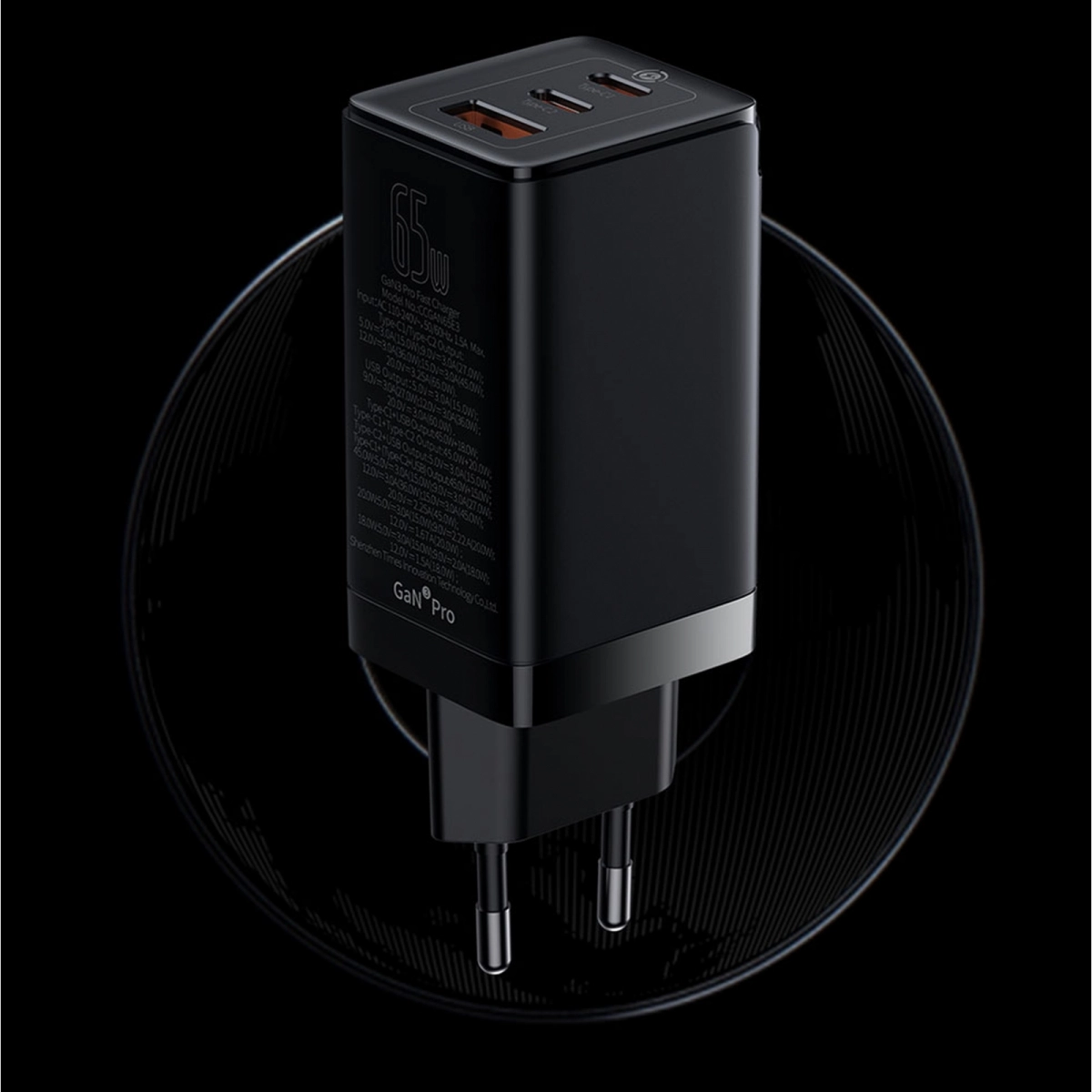 Baseus Ladegerät 65 W, Power Delivery mit GaN Tech, USB-Ladegerät mit Schnellladekabel USB-C 100W