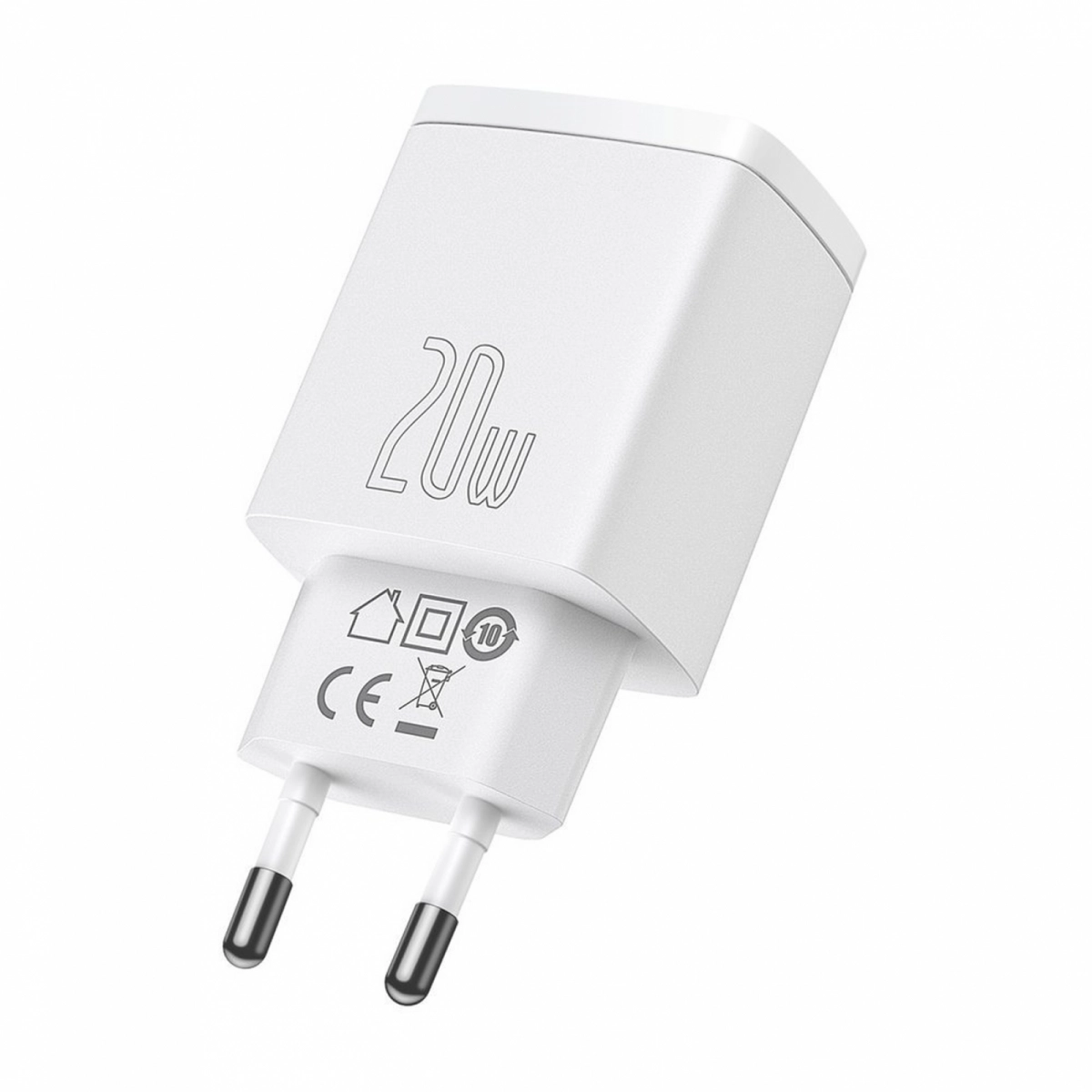 Baseus Compact Schnellladegerät USB / USB Type C 20W 3A Quick Charge 3.0 und PD 3.0 weiss (CCXJ-B02)