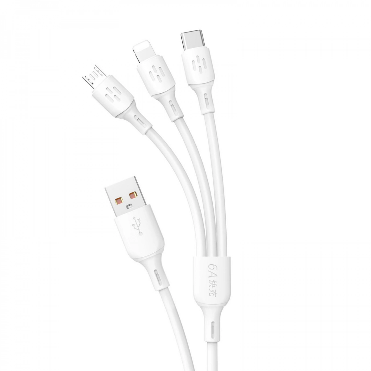 Ladekabel 3in1 Multi USB Typ-C Micro USB IOS für Samsung iPhone PC von Dudao in weiss