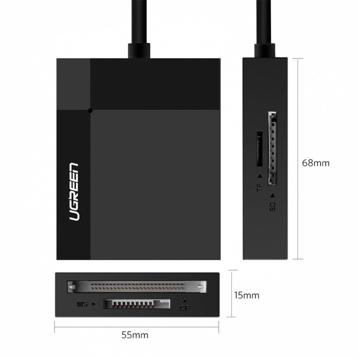 UGREEN USB 3.0 SD / Micro SD / CF / MS Speicherkartenleser Kartenlesegerät schwarz (30231)