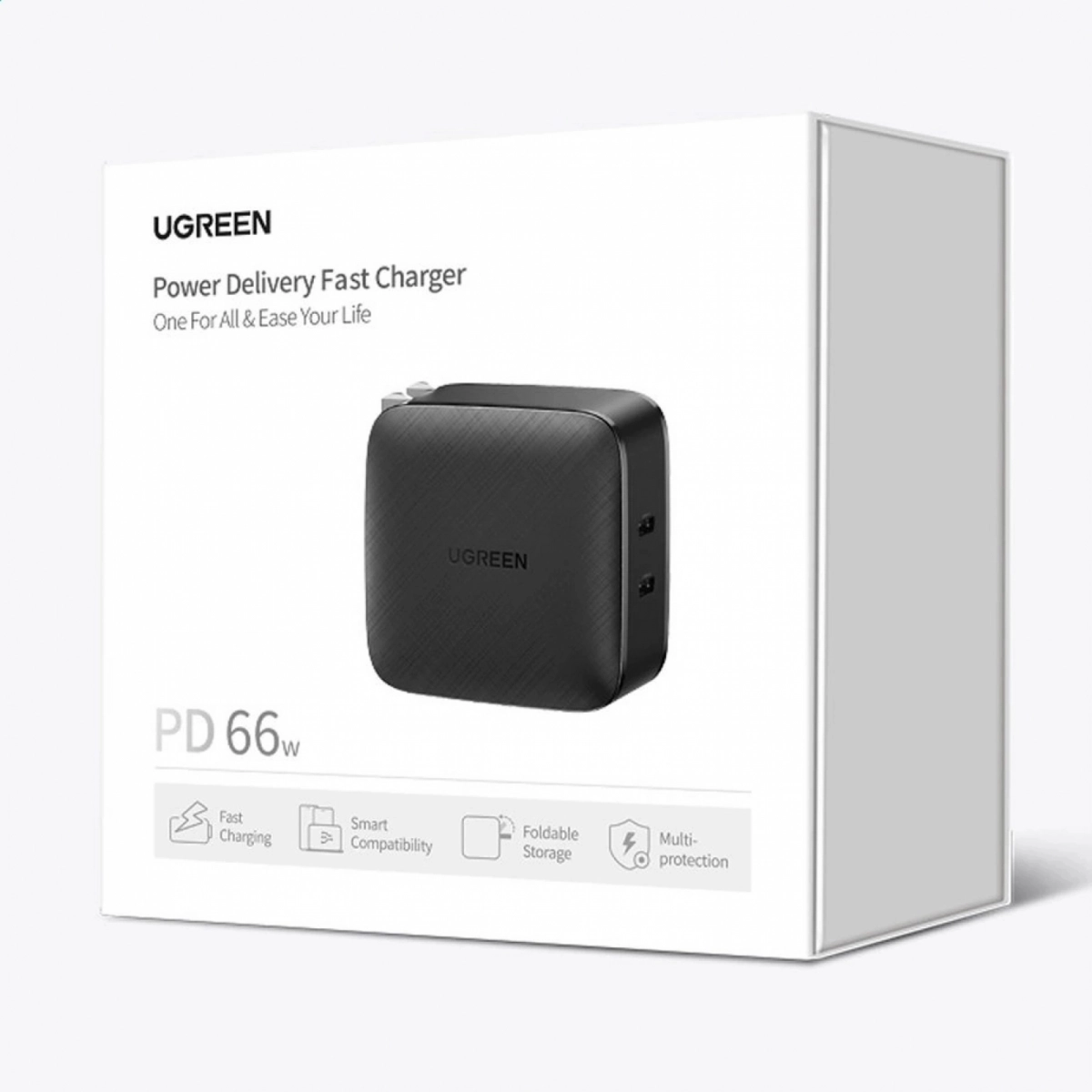 UGREEN Wandladegerät 2x USB Typ C 66W Power Delivery 3.0 Quick Charge 4.0+ PD, QC, FCP, SCP CD216 schwarz
