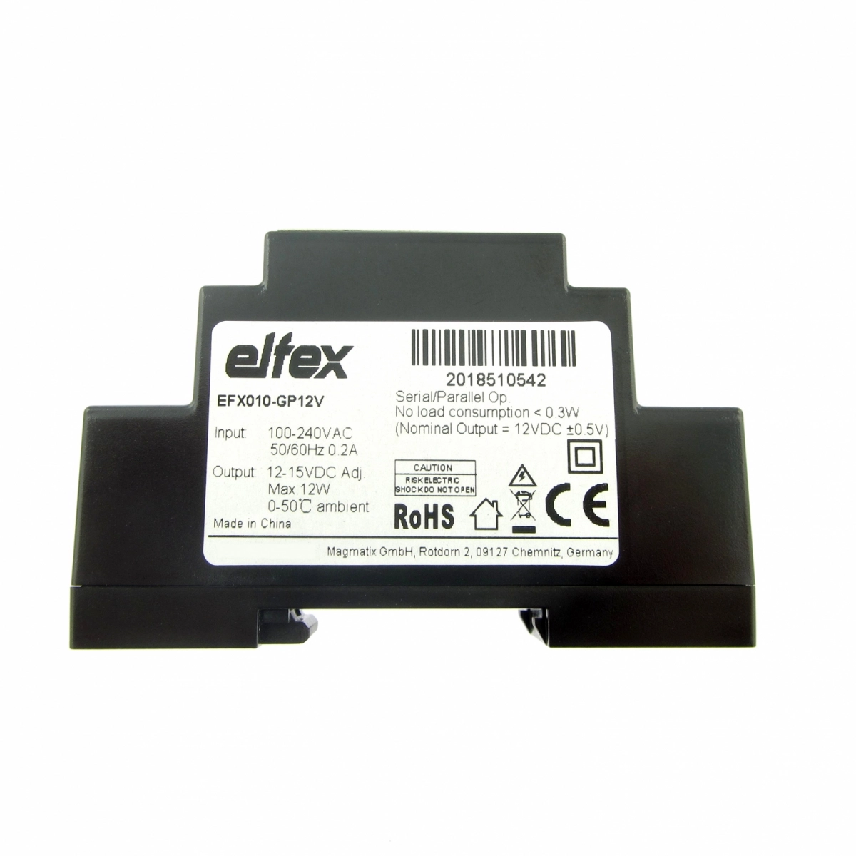 elfex Hutschienen-Netzteil 10W, 12-15V DC einstellbar, EFX010-GP12V