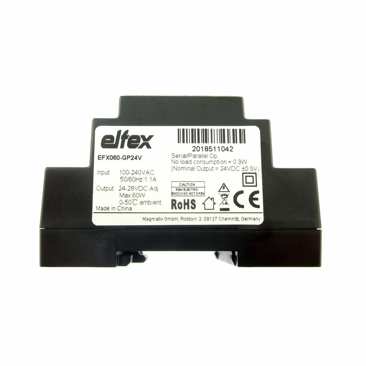elfex Hutschienen-Netzteil 60W, 24-28V DC einstellbar, EFX060-GP24V