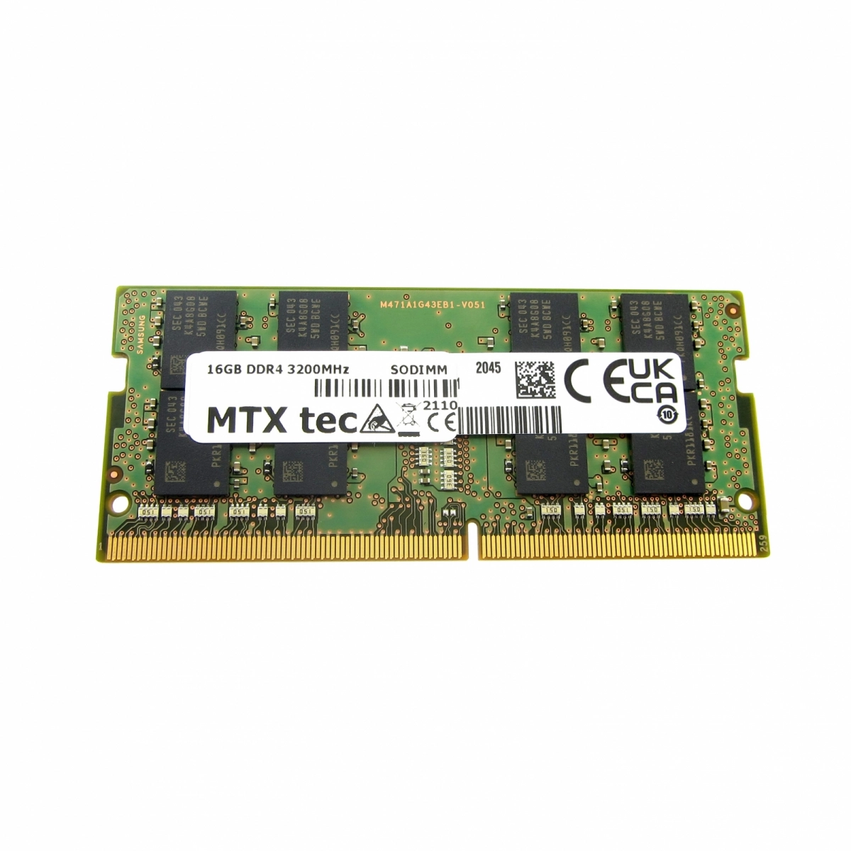 MTXtec 16GB DDR4-3200MHz PC4-25600 2Rx8 1024Mx8 16Chip 260pin CL22 1.2V SODIMM
