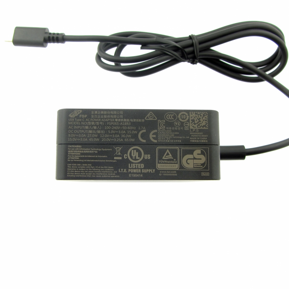Original FSP USB-C 65W Netzteil FSP065-A1BR3, 9NA0658207 für Asus, Acer, Apple, Dell, Lenovo, HP, Samsung, Chromebook Pixel C